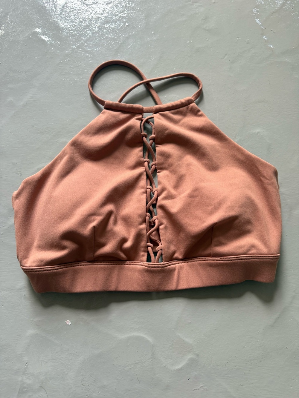 ALO Yoga Starlet Lace Up Sports Bra in Apricot